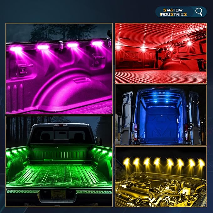 Truck Bed Lights RGB LED Bed Light Kits Bluetooth Control Rear Cargo Lights Pickup Lighting Cargo Accessories for Ram 1500 2500 3500 F150 250 350 Pickup Toyota Chevy RV Vans