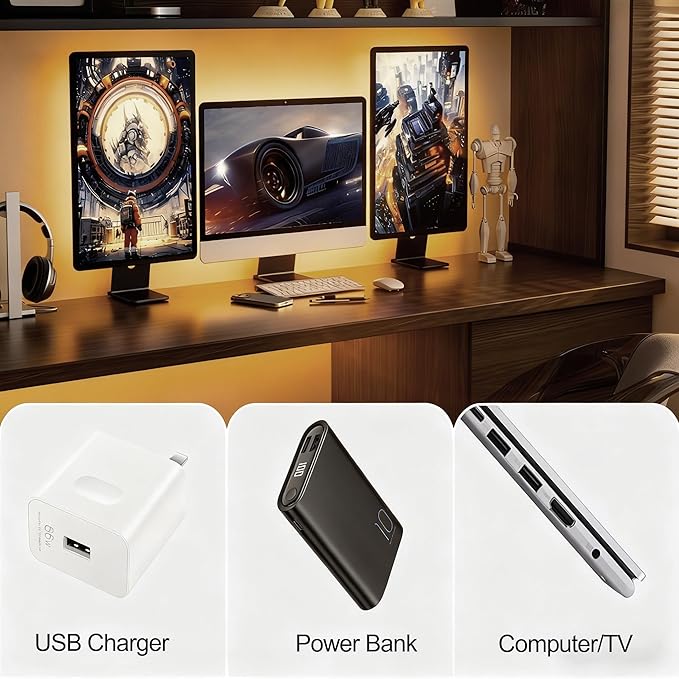 5V USB LED Strip Lights, 3.28FT COB Light Strip Warm, Short LED Strip Light, Flexible Bright 5V Led Strip for Under Cabinet, Kitchen, TV Backlight, Shelves, Displays and TV Lights