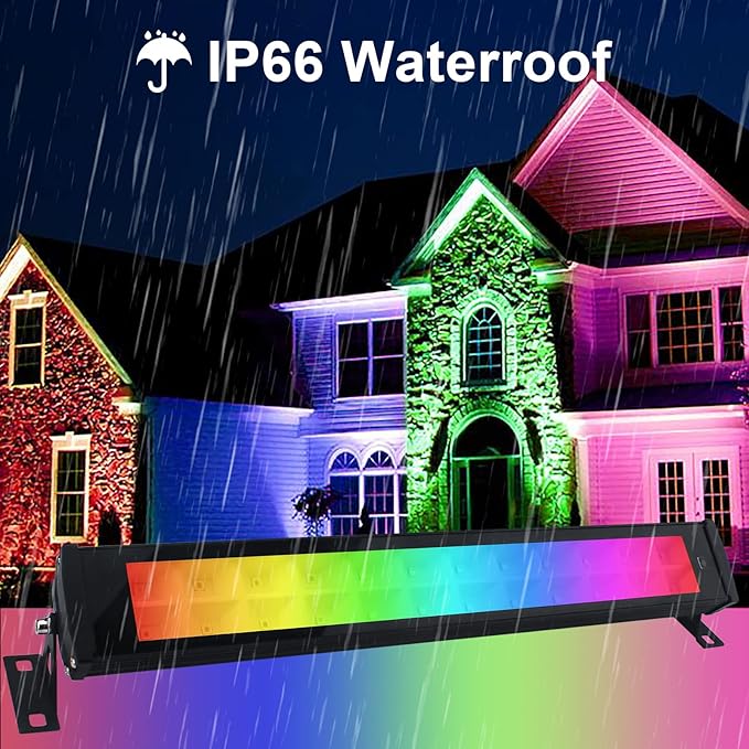 2 Pack 50W RGB Wall Washer, Stage Wash Light Bar, RGB Light Bar for Hotel, Billboard, Building, Commercial, Birthday Party, Garden, Stage Lighting, Wall Display