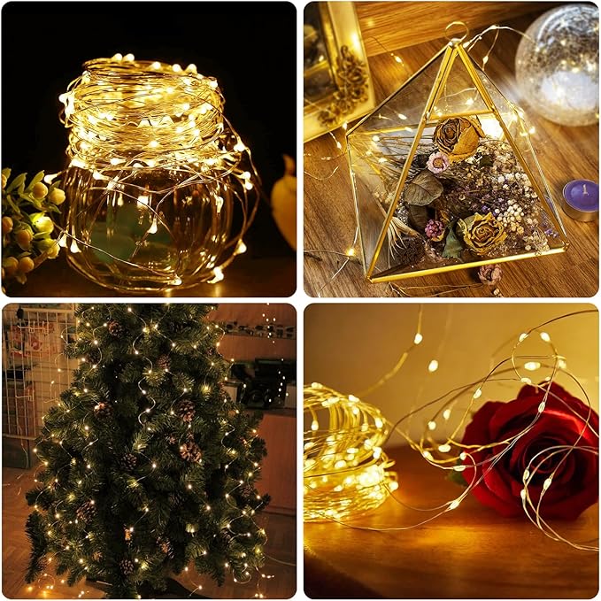 24 Pack Warm White Fairy Lights Battery Operated, 7ft 20 LED Mini String Twinkle Lights for Christmas Halloween Mason Jars Centerpiece Table Decorations (24, Warm White)