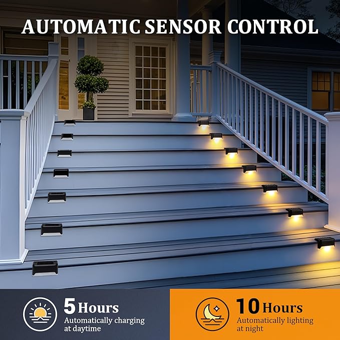 Solar Deck Lights Outdoor Waterproof, Solar Fence Lights for Outside Step, Stairs, Patio, Garden, Yard, and Pathway Decor(Warm White) 12Pack