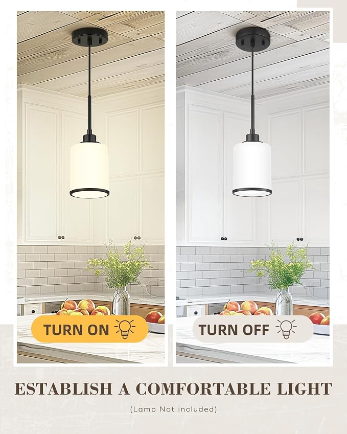 Beionxii 3 Pack Pendant Light Fixtures, Black Pendant Lights Kitchen Island | Farmhouse Pendant Lighting, Modern Hanging Pendant Light for Bathroom Kitchen Island Dining Room Bedroom Entryway,BX-PL02MB-3