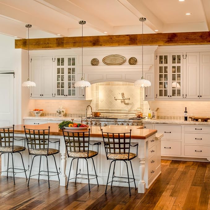 XZHGCEE Vintage Pendant Light Fixtures: Milk Glass Pendant Lights Kitchen Island, White Milk Glass Pendant Light Fixture for Bedroom Dining Room