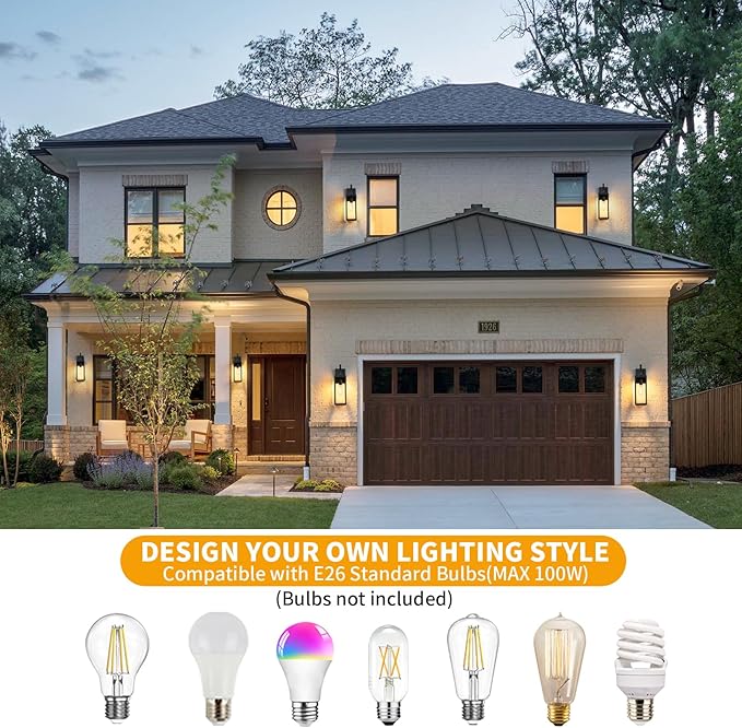 18'' Large Outdoor Wall Lights 2 Packs, Black Exterior Lighting Fixtures | Modern Outside Lights for House, Waterproof Outdoor Lighting Wall Sconce Lanterns for Porch, Garage, Farmhouse, Front Door