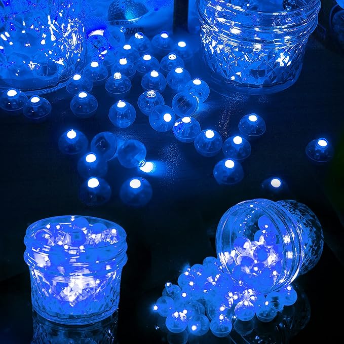 Aogist 200Pcs Blue Balloon Lights with Hook,Long Standby Time,Waterproof Mini Light for Birthday Party Wedding Christmas Halloween Easter Decorative (Flash)