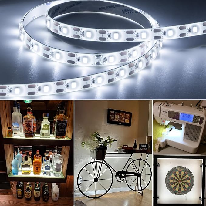 Battery Powered LED Strip Lights, White, with Remote, 13.2ft, 240 LEDs, Waterproof, Dimmable, Timer, for Parties, Weddings, Kitchen, Christmas. Includes 2 Rolls of 6.6 ft Each.