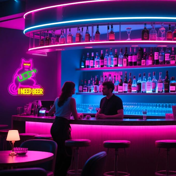 I Need Beer Neon Sign for Wall Decor Drinking Beer Neon Light for Man Cave | Dimmable LED Neon,Drinker Birthday Beer Gifts,Led 5V USB Powered,Bar,Pub,Bistro,Party Decor,Business Wall Art,13.3*14.1in
