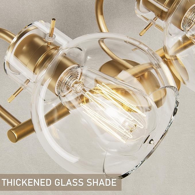 2-Light Gold Bathroom Light Fixture, Modern Bathroom Vanity Light Over Mirror Two Light Brushed Gold Vanity Lights for Wall Sconce Lighting, E26 Base,Gold