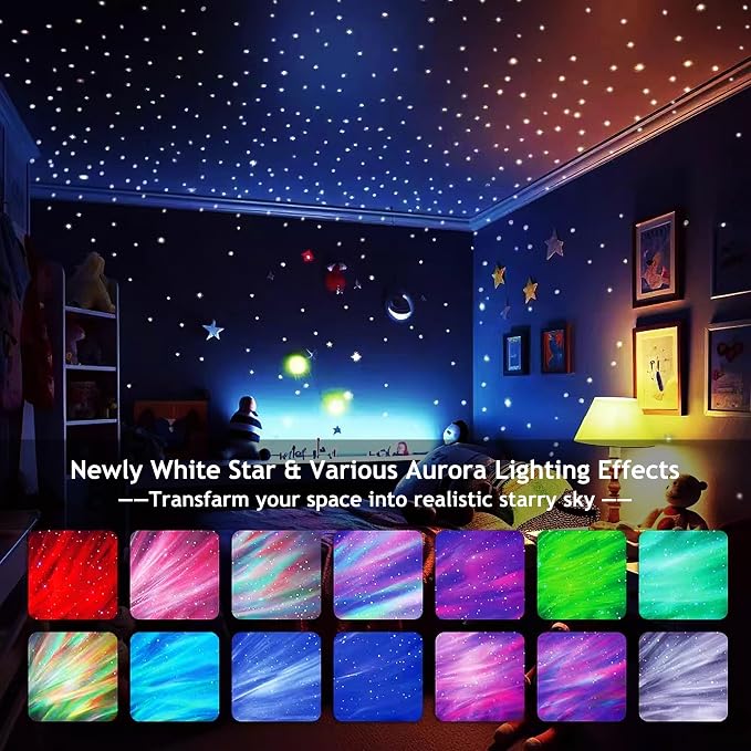 Brizled Star Projector Galaxy Light, USB C White Starry Projector Works with PD Power Supply, Bluetooth Speaker and White Noise Aurora Light, LED Galaxy Lighting for Bedroom Home Party | White Star Planetarium Bedroom Projector with Bluetooth Speaker &...