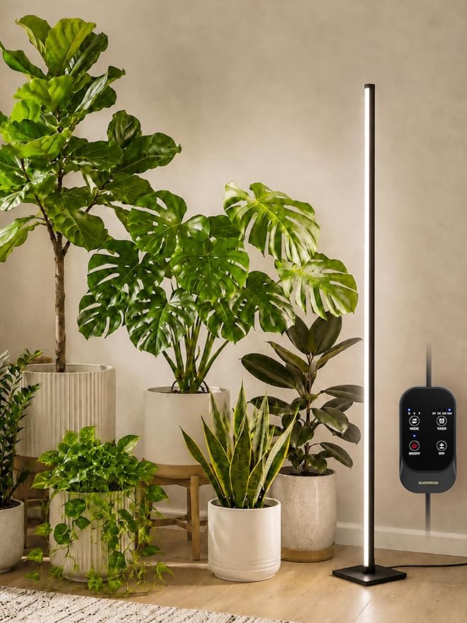Vertical Grow Light for Indoor Plants, 60in LED Standing Lamp | 36W Full Spectrum Plant Lights with Auto Timer, 268 LEDs Dimming and 3 Light Modes for Wide Coverage Area in Indoor Gardens