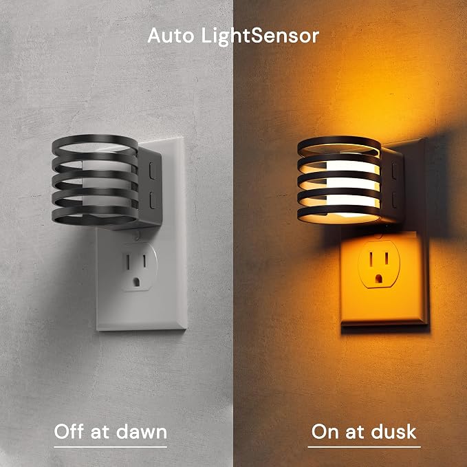 L LOHAS LED Night Light, 4 Pack 3CCT Night Lights Plug into Wall | Amber/3000K/5000K Adjustable Color Temperature Night-Lights, Dimmable Nightlight Dusk to Dawn Sensor Bedroom Hallway Bathroom