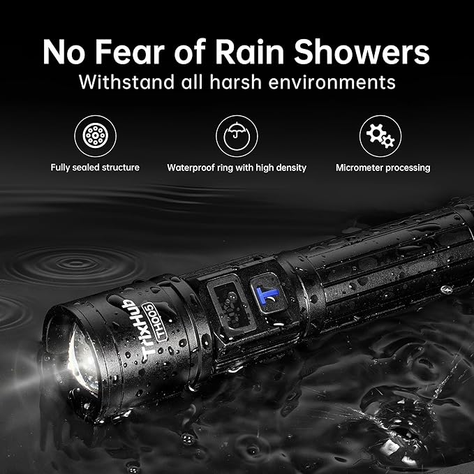 Rechargeable Flashlights 3 Pack, Super Bright High Lumens Flash Light, 5 Modes Zoomable Linternas with LCD Digital Display, Powerful Handheld LED Flashlights for Home Emergencies Camping