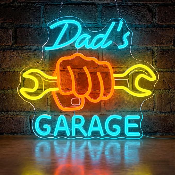 Dad’s Garage Neon Sign, LED Garage Neon Light for Men, Father’s Day Gift for Dad,Dimmable Garage Neon Light for Auto Repair Shop Man Cave Workshop Decor