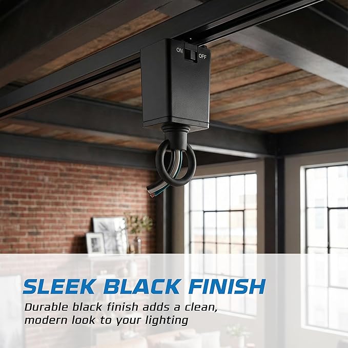 OHLECTRIC Pendant Loop Track Adapter, Black (2-Pack) – 120V – Supports Indoor Dry Locations – Durable Plastic Construction with cETLus Listing