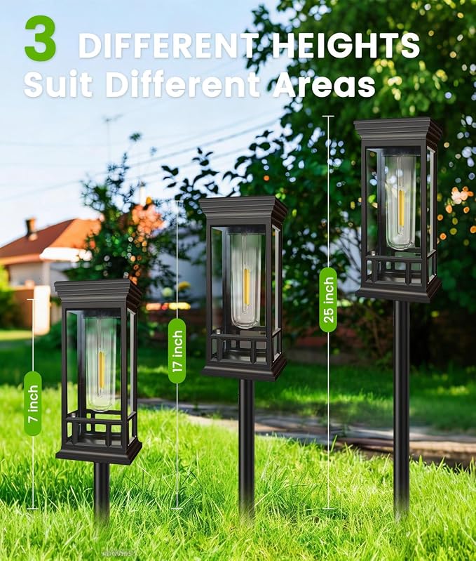 4 Pack Bright Solar Garden Lights, Solar Pathway Lights Outdoor Waterproof | Auto On/Off, Solar Lights Outdoor for Yard, Sun-Powered Landscape Lights for Path Walkway Lawn Driveway Patio Decor