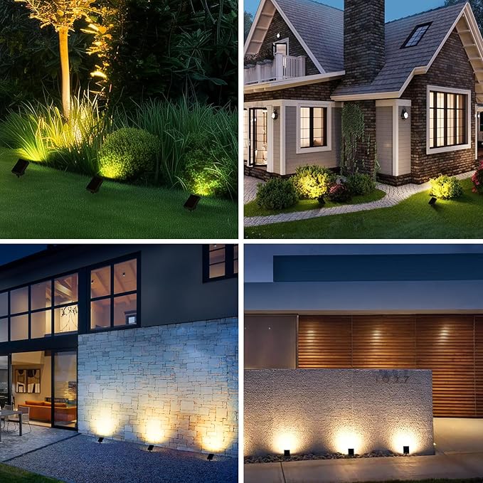 Solar Landscape Lights Outdoor, 3000K Dimmable Solar Pathway Lights, 500LM Solars Spot Light IP65 Waterproof for Walkway Lawn Yard, 2pcs