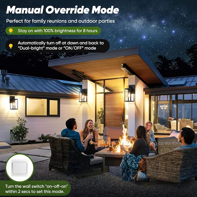 2-Pack 10.6” Upgraded Motion Sensor Outdoor Wall Lights, Black | Auto ON/OFF, 3 Lighting Modes, Waterproof, Rust-Resistant, Durable Metal & Clear Glass, Standard E26 Sockets, Easy to Install