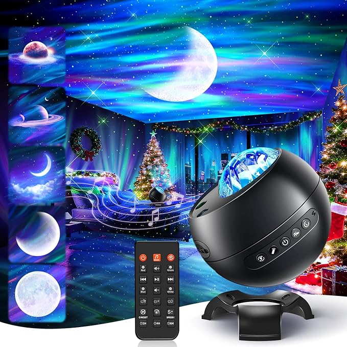 Northern Lights Projector Galaxy Projector for Bedroom, Birthday Gifts for Him 300+Colors Modes Aurora Light,15White Noise&Bluetooth Star Projector Galaxy Lights, Remote Ambient,Gifts for Boy