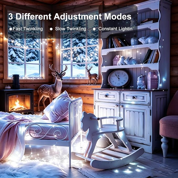 24 Pack Fairy Lights Battery Operated, 7ft 20 LED 3 Modes Speed Twinkle Mini String Lights Waterproof Silver Wire Firefly Starry Lights for Mason Jars Wedding Party Christmas Decorations