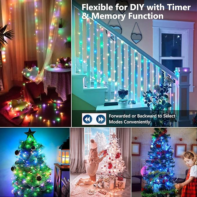 BrizLabs Color Changing Fairy Lights, 66ft 200 LED Easter Fairy Lights with Remote, RGB Christmas Tree Light with Timer Dimmable Twinkle Light Music Sync for Indoor Xmas Halloween Easter Party