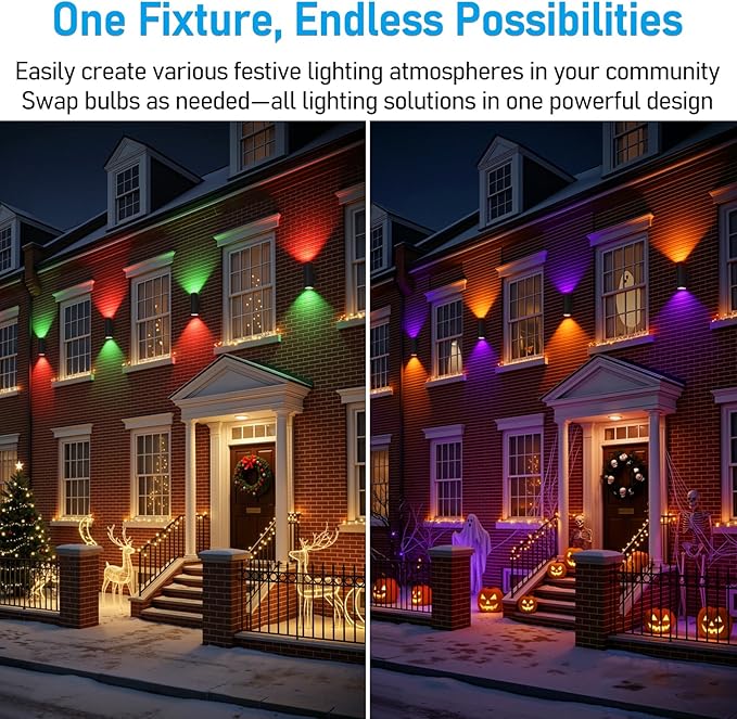 LEONLITE Modern Outdoor Cylinder Wall Lights 22", Porch Light in 2 Lights, Up Down Lights, Matte Black Waterproof Wall Sconce, Aluminum, E26 Base, Exterior Light Fixture Wall Mount, ETL, Pack of 2