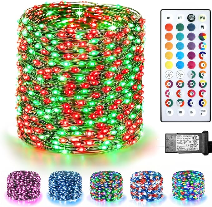 Lovelite 400 LED Christmas Fairy Lights,131 FT 35 Colors Changing String Lights with Remote Green Wire, Waterproof Fairy Light Plug in for Xmas Tree Holiday Party Bedroom Wedding Indoor Outdoor Decor