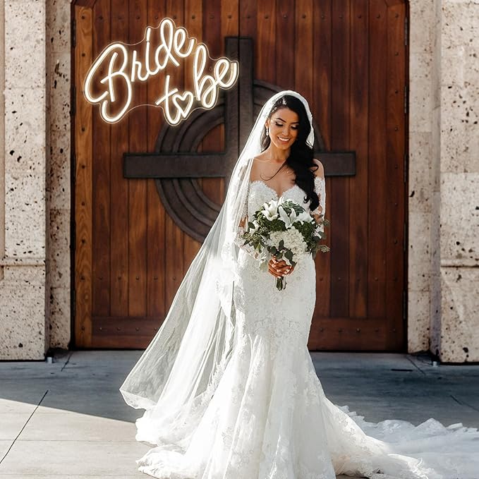 Bride to be Neon Sign, Warm White LED Neon Light Signs USB Wedding Light Signs for Bridal Shower Bachelorette Engagement Party Backdrop