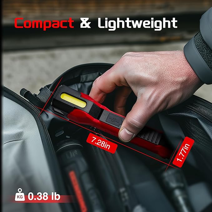 Anhay Rechargeable Work Light, 1200 Lumens LED Work Lights with 160° Swivel Head, Magnetic Base & Hooks, 6 Lighting Modes Magnetic Work Light for Car Repairs, Emergencies (2)