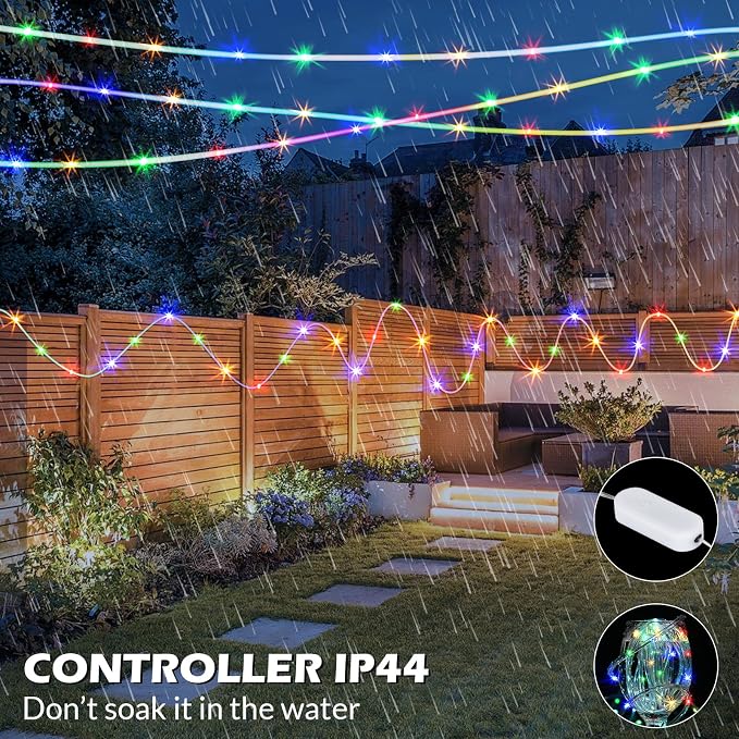 Color Changing Rope Lights 66FT 200 LED Outdoor, String Lights with Plug & Remote | Twinkle Christmas Indoor Bedroom, Waterproof Christmas Lights Outdoor, Rope Lights for Outside,16 Colors