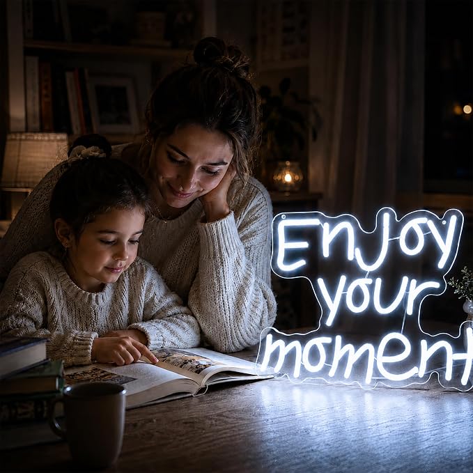 Positive Neon Lights Signs Neon Sign Led Sign Light for Wall Decor | Enjoy Your Moment Neon Sign for Room Decor,Man Cave Decoration,Dormroom,Wall Decor,Gift,5V USB Powered