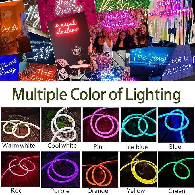 Custom Neon Sign, LED Neon Sign Customizable for Wall Wedding Bar Salon Beauty Business Light Up Name Sign, Personalized Neon Light Suitable for Events Birthday Gifts Decorations