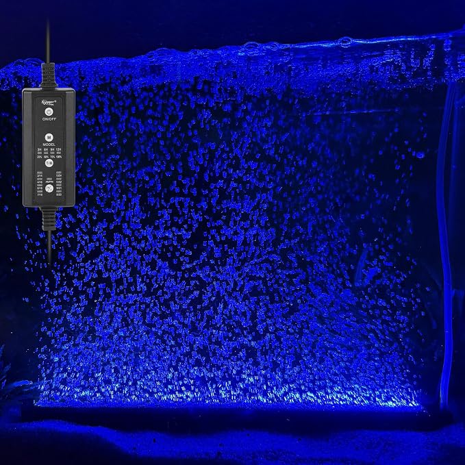hygger Aquarium Bubble Bar with 24/7 LED Light, Quiet Fine Air Stone with Hose Check Valve, Adjustable Time Brightness Color Submersible Fish Tank Light, Air Diffuser Wall Decorations | Aeration Ambient Bubble Light Strip