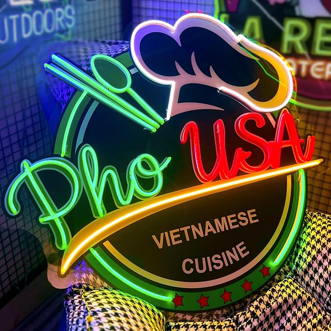 Custom Neon Sign Logo for Business, Plug/Battery Operated LED Picture Signs | Dimmable/RGB Neon Light, Easy Hanging/Wall LOGO Customizable UV Printed for Shop Bar Spa Office Room, Personalized Home Decor