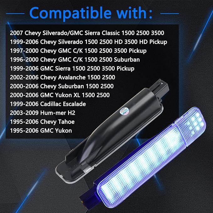 LED Side Door Panel Courtesy Lights Fit for Chevy Sierra GMC C/K | Fit for Yukon Silverado 1500 2500 3500 Avalanche, Suburban, Hum-mer H2 Car Interior Panel Lighting,Blue