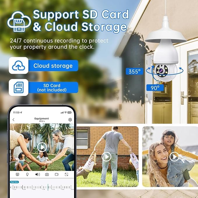 2K Light Bulb Security Camera 5G&2.4G WiFi Security Cameras Wireless Outdoor Indoor,360°Bulb Cameras for Home Security Outside Indoor,Motion Detection and Alarm,Two-Way Talk,Color Night Vision 4 Packs