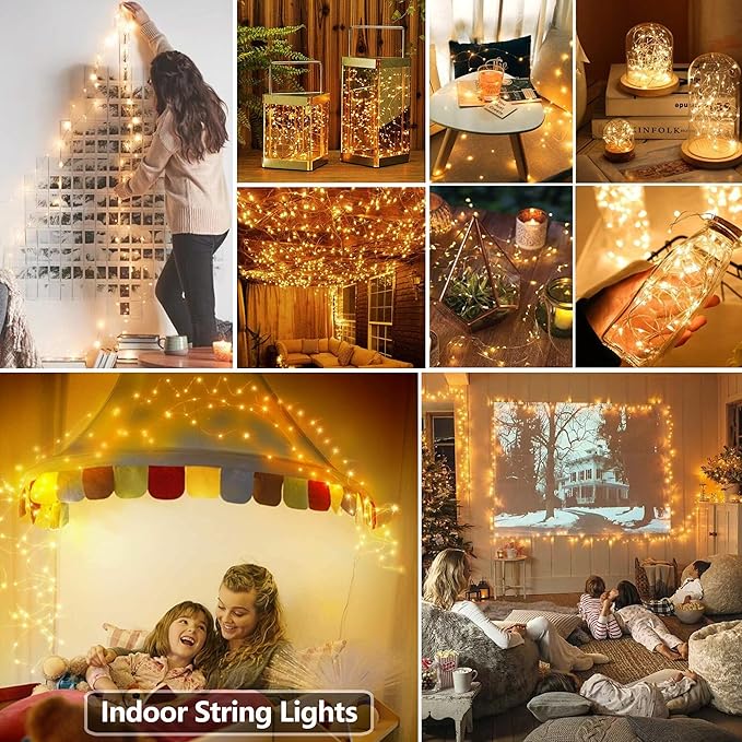 Joomer LED Fairy Lights Battery Operated, 4 Pack Each 16FT 50 LED Cuttable Starry Lights with Timer for Bedroom, Parties, Wedding Christmas Indoor Decor (Warm White)