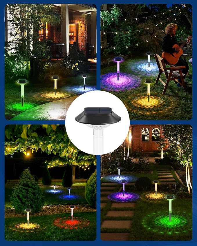 ALEPOD Solar Pathway Lights Outdoor 8 Pack, 7 Lighting Modes Solar Lights Outdoor Waterproof IP68, Landscape Lighting for Yard Pathway Backyard Lawn