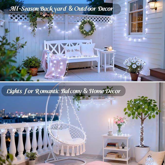 JMEXSUSS USB White Fairy Lights Plug in, 33ft 100 LED Twinkle Lights Indoor | Mini String Lights for Bedroom, Living Room, Classroom, Birthday Party, Wedding, Tree, Christmas Decoration, Remote