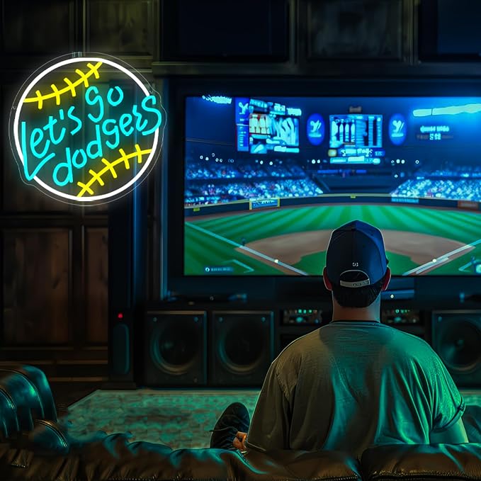Baseball Neon Sign for Wall Decor Baseball Team Neon Light for Man Cave | Dimmable Led Neon,Fans Birthday Baseball Gifts,5V USB Powered, Men's Bedroom,Sport Bar Decor,Club,Garage Wall Art,13.7*13.3in