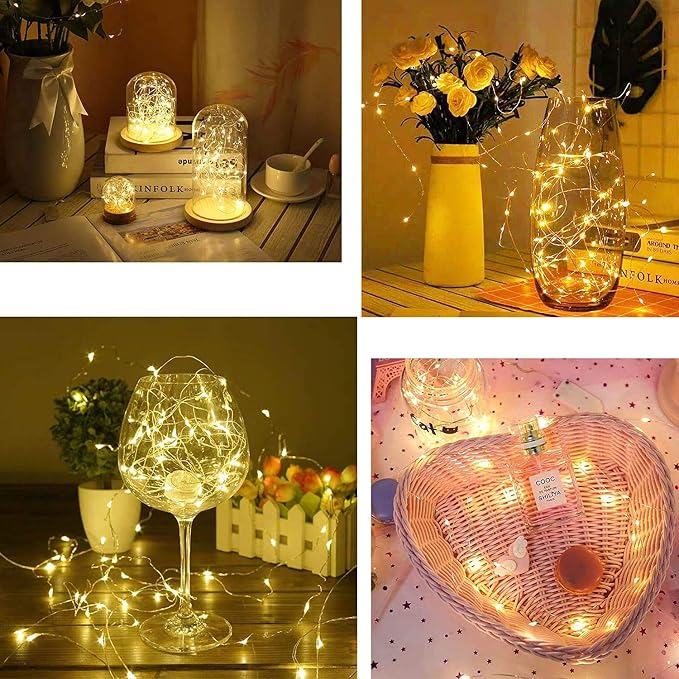 24 Packs Fairy Lights Battery Operated LED String Light 10.2FT 30LEDs Waterproof Copper Wire Firefly Light Mini Starry Moon Light for DIY Crafts Wedding Table Party Bedroom Christmas deco(Warm White)