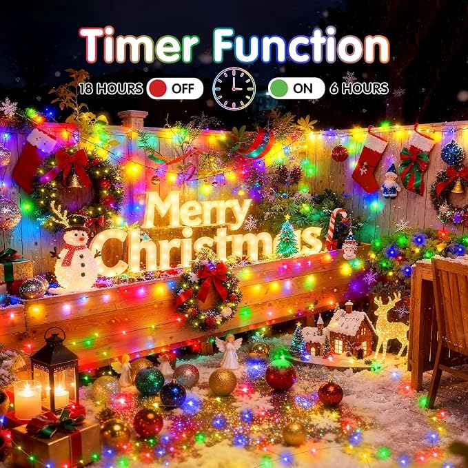 KNONEW 100FT 300 LED Outdoor Fairy Lights Plug in, Christmas Fairy Lights Outdoor Waterproof 8 Modes Memory Times for Wedding Bedroom Walls Garden Trees Decoration(Multicolor)