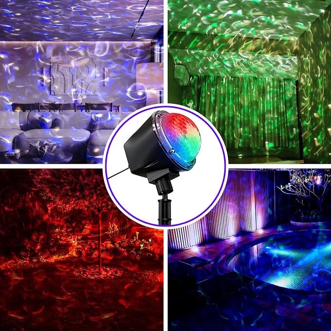 Christmas Ocean Wave Projector Light Outdoor，Halloween Water Effect Lamp | 15 Colors , Remote & Timer, IP65 Weatherproof, Indoor for Yard, House Parties, Holiday,Wedding, Bedroom Ceiling Decor