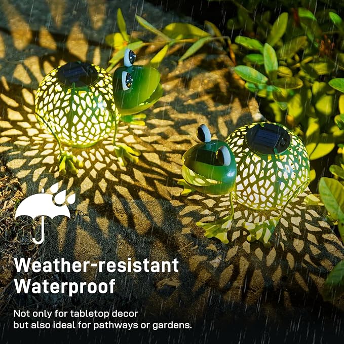Solar Lanterns Outdoor Waterproof, 2 Pack Frog Solar Lights with Auto On/Off for Garden Yard Pathway Table Decor,2025 Gardening Lovers Mom Gifts