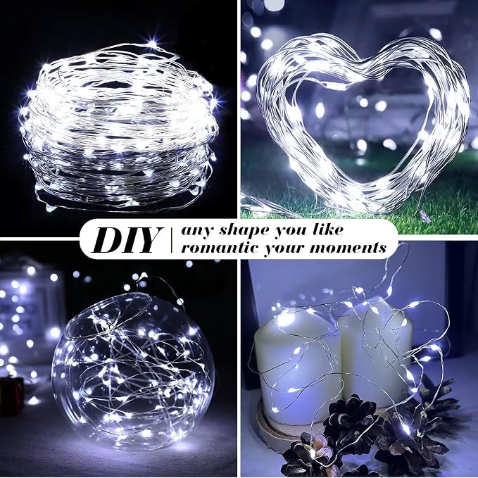 ZGWJ 12 Pack White Fairy Lights, Mini String Lights with Remote and Timer | 8 Lighting Modes Timing Function Battery Operated 7 FT 20 LED Waterproof,Halloween Christmas Tree Parties Decor