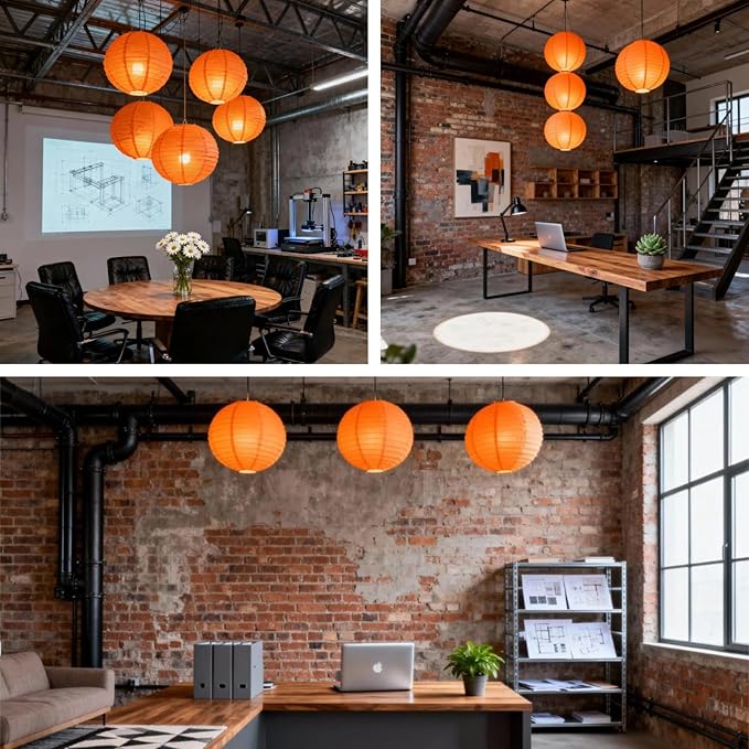 Chinese Paper Lanterns - Pack of 10, 10-Inch Orange Hanging Lights for Birthday Party Decorations, Ceiling Decor, Rainbow Classroom, Wedding, and Home Party