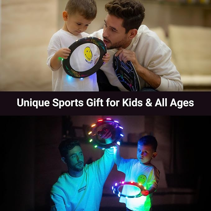 TOSY Flying Ring - 36 RGB Multicolor or 12 Monocolor LEDs, Super Bright, Lost Mode, Auto Light Up, Easter Basket Stuffers Gift for Kid/Teen/Boy/Girl, Safe, Waterproof, Pool/Beach/Camping Toy