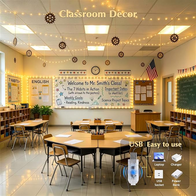JMEXSUSS 300 LED Fairy Lights Plug in, 66FT USB String Lights for Classroom | Indoor Christmas Lights for Outdoor Dorm Party Patio Living Room Tree Decor, with Remote and Timer 8 Modes,Warm White