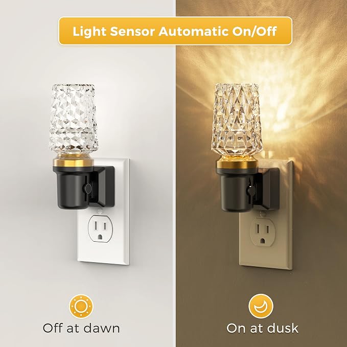 L LOHAS LED Night Light, Dimmable Night Lights Plug into Wall, Light Sensor | Automatic Nightlights Plug in, 3000K 100LM, LED Acrylic Nightlight, Crystal Decorative, Hallway Bedroom Bathroom, 1 Pack