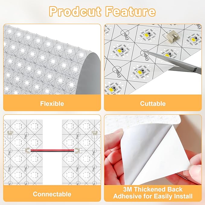 4 Pack LED Backlight Sheet, 24V 36W 6000K White Flexible Led Panel Lights with Alexa & APP Remote Control Dimmable Backlit Light 19.7X9.7 Inch for Translucent Stone/Marble/Onyx/Quartz Countertop