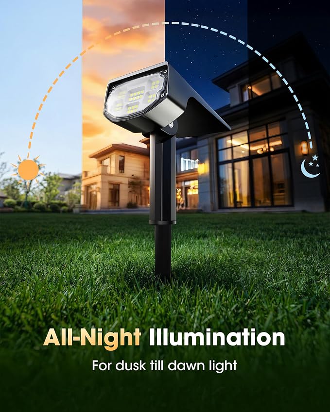 AloftSun Solar Spot Lights Outdoor Waterproof IP68, Solar Landscape Lights- 30 LED/2 Modes Solar Powered Spotlights,Landscape Lighting for Yard and Garden,White,4 Pack